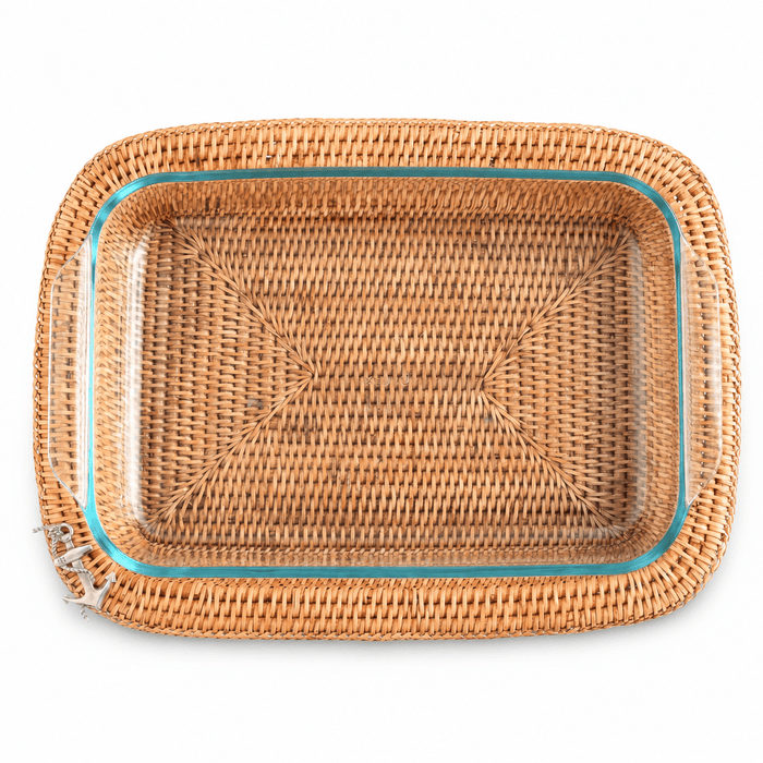 Anchor Hand Woven Wicker Rattan 3qt Rectangular Casserole Holder 10
