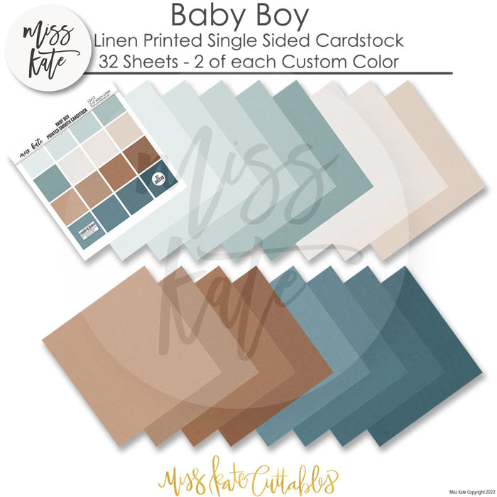 Baby Boy - Linen-Printed Smooth Cardstock Single-Sided Linen Printed