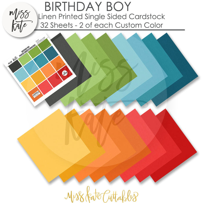 Birthday Boy - Linen Printed Smooth Cardstock Single-Sided