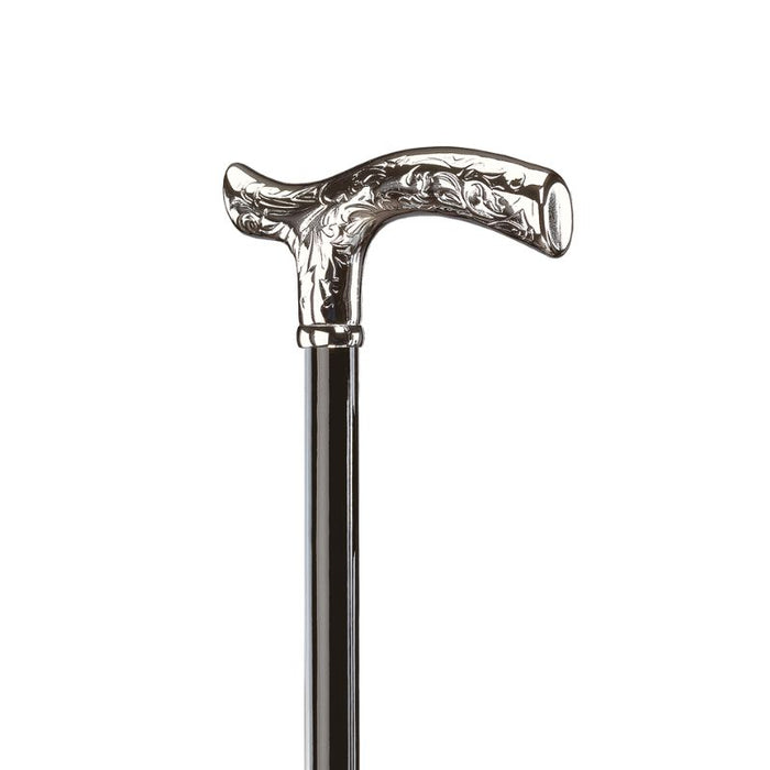 Chrome Carved Scroll Cane