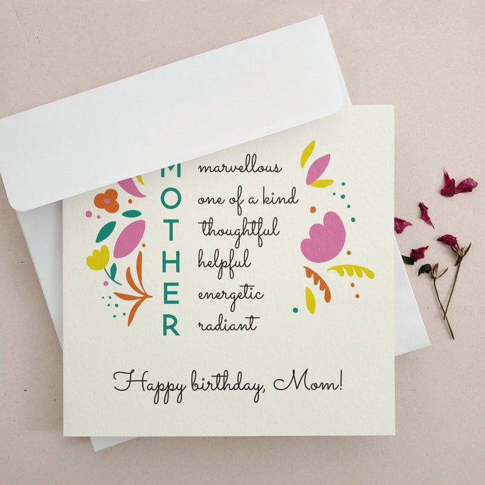 Colorful Birthday Card for Mother - XOXOKristen
