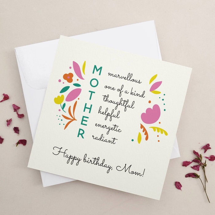 Colorful Birthday Card for Mother - XOXOKristen