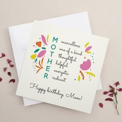 Colorful Birthday Card for Mother - XOXOKristen