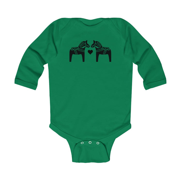 Dala Horse Long Sleeve Bodysuit Scandinavian Design Studio