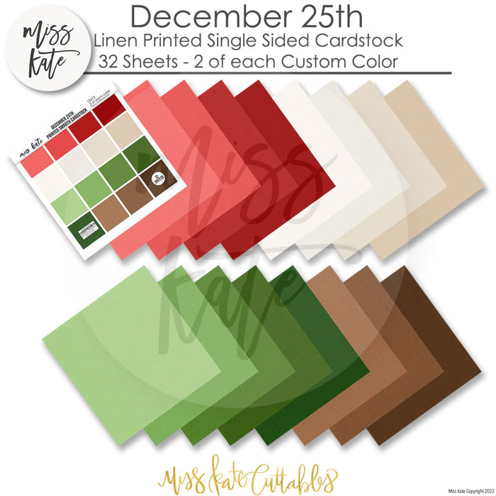 December 25Th - Linen-Printed Smooth Cardstock Single-Sided Linen Printed
