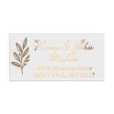 XOXOKristen personalized return address label in metallic gold foil with script typography and foliage illustration, elegant envelope seal - XOXOKristen