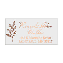 XOXOKristen rose gold foil custom return address label with botanical leaf illustration, modern calligraphy design for envelopes - XOXOKristen
