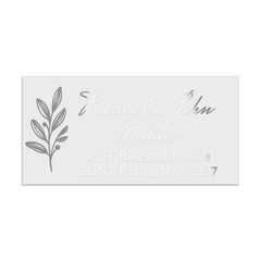 XOXOKristen personalized silver foil return address label with botanical motif and calligraphy text, glossy clear mailing sticker - XOXOKristen