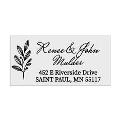 XOXOKristen personalized return address label with elegant black calligraphy, decorative foliage motif, printed on matte white background - XOXOKristen