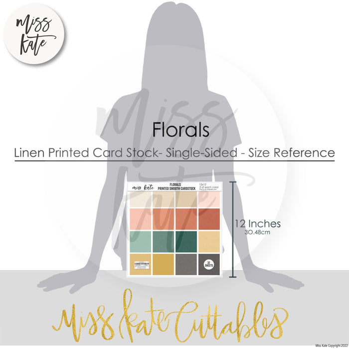 Florals - Linen-Printed Smooth Cardstock Single-Sided Linen Printed