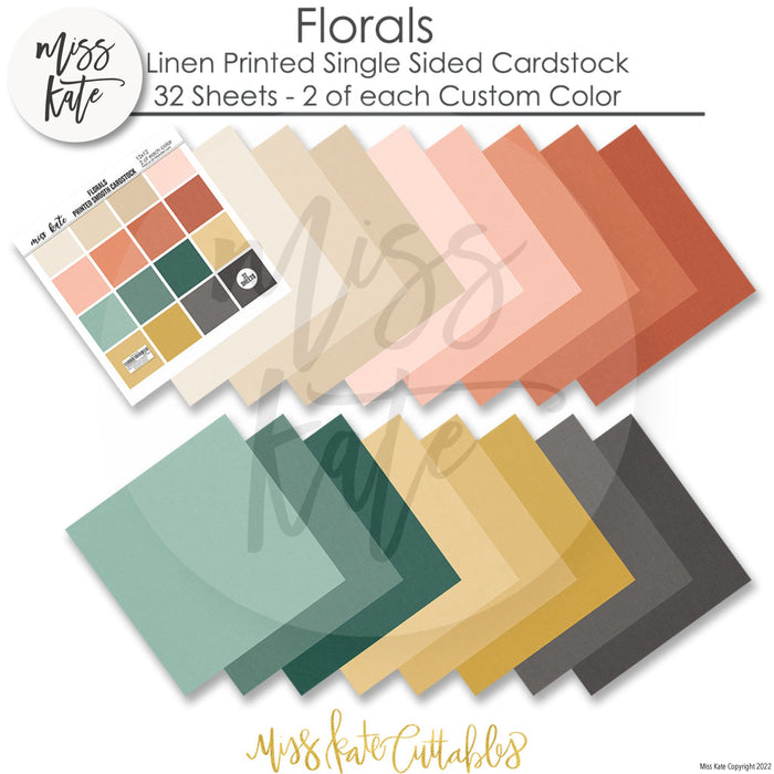 Florals - Linen-Printed Smooth Cardstock Single-Sided Linen Printed