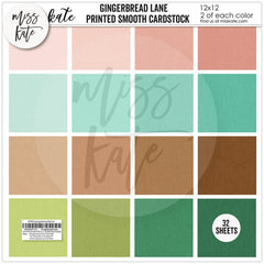 Gingerbread Lane - Linen-Printed Smooth Cardstock Single-Sided Linen Printed