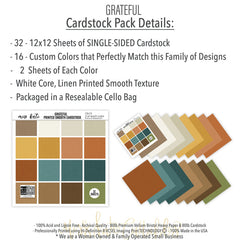 Grateful - Linen-Printed Smooth Cardstock Single-Sided
