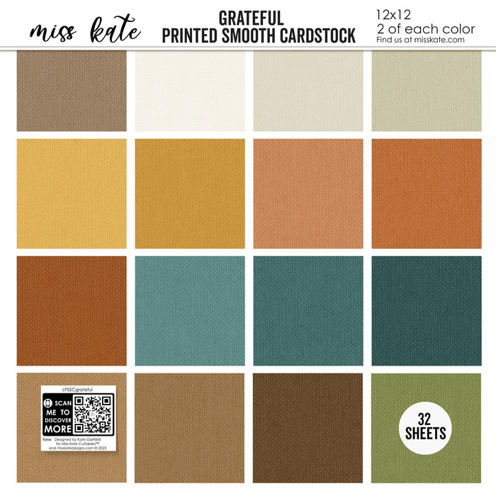 Grateful - Linen-Printed Smooth Cardstock Single-Sided