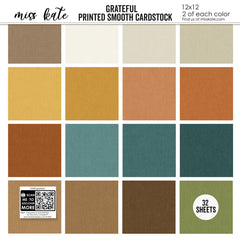 Grateful - Linen-Printed Smooth Cardstock Single-Sided