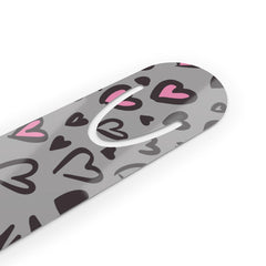 Gray Leopard Hearts Bookmark