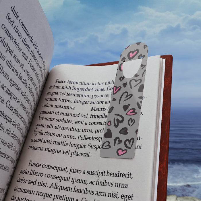 Gray Leopard Hearts Bookmark