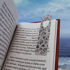 Gray Leopard Hearts Bookmark