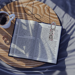 Gray Leopard Hearts Bookmark
