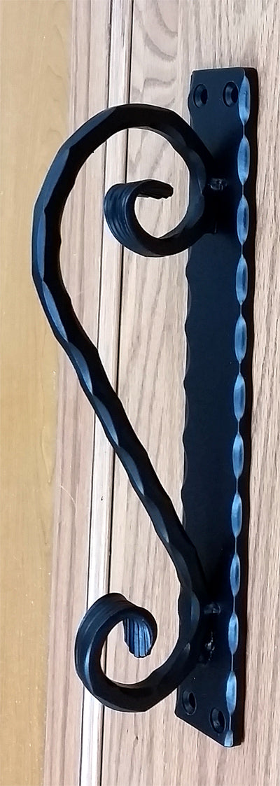 Hammered Fishtail Scrolled Door Pull, Gate Pull - Wild West Hardware