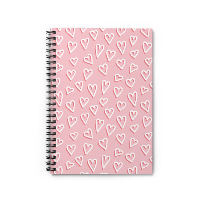 Hand Drawn Hearts Spiral Lined Notebook