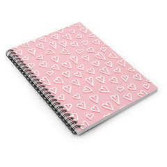 Hand Drawn Hearts Spiral Lined Notebook