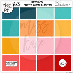 I Love Snow - Linen Printed Smooth Cardstock Single-Sided