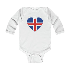 Icelandic Flag Heart Long Sleeve Bodysuit Scandinavian Design Studio