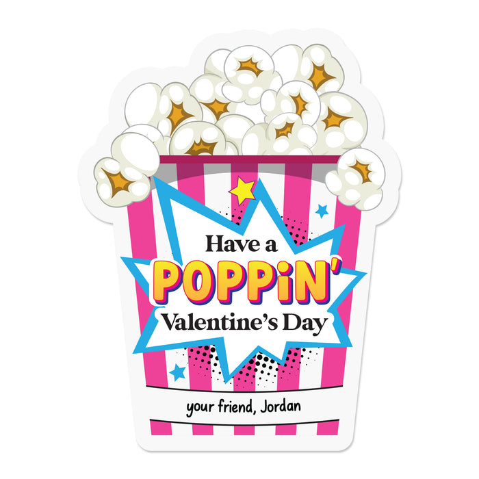 Custom Personalized Kids Valentine Popcorn Stickers - XOXOKristen