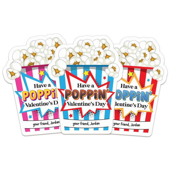 Custom Personalized Kids Valentine Popcorn Stickers - XOXOKristen