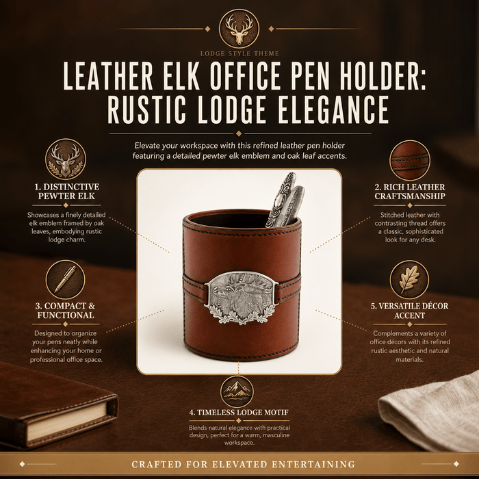 Leather Elk Office Pen Holder 8