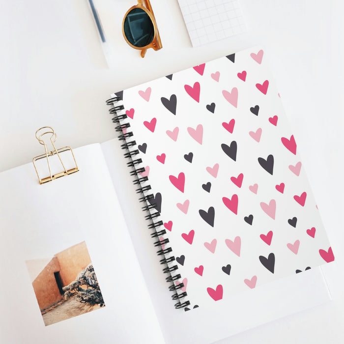Lovely Hearts Spiral Lined Notebook