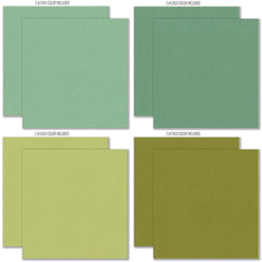 May Flowers Cardstock, cardstock paper patterns 1 through 8 preview, showing 12x12 printed smooth cardstock for scrapbook page bases, photo mats, card making, die cutting, titles, borders, and layered paper projects. Buyer theme: Spring Floral Pink & Green Printed Cardstock. May Flowers Printed Smooth Cardstock in sixteen coordinating pink, green, yellow, orange, cream and charcoal linen-look colors