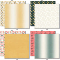 Bloom and Grow 6x6 Double-Sided Paper Pack, 6x6 double-sided paper pack paper patterns 1 through 8 preview, showing 6x6 scrapbook paper for handmade cards, mini albums, junk journals, paper layering, small-scale layouts, and coordinated paper crafts. Buyer theme: Spring Floral 6x6 Paper for Card Making. Bloom and Grow 6x6 double-sided scrapbook paper with scaled spring floral, garden, plaid, dot and stripe patterns for cards and mini albums