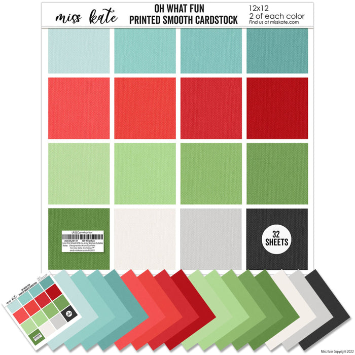 Oh What Fun - Linen Printed Smooth Cardstock Single-Sided