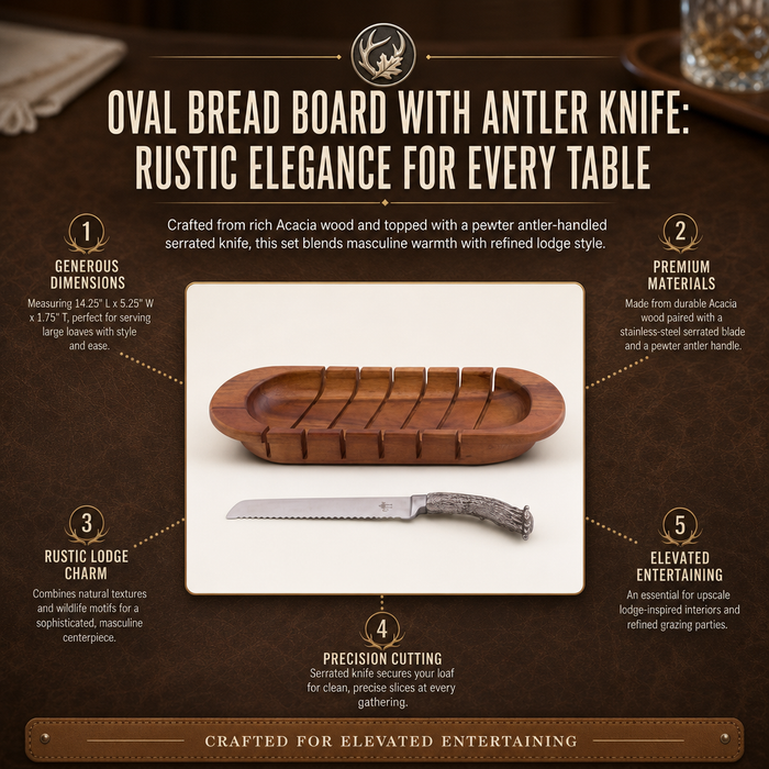 Oval Bread Board with Antler Knife 4