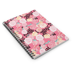 Pink Floral Animal Print Spiral Lined Notebook