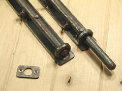 Rustic Cane Bolt "fish tail" handle (includes flat strike plate) - Wild West Hardware