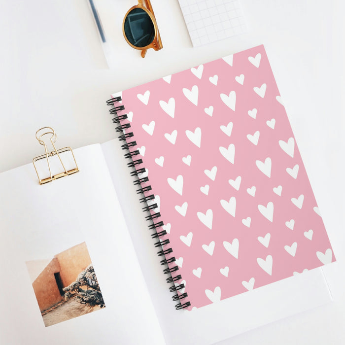 Simple Pink & White Spiral Lined Notebook