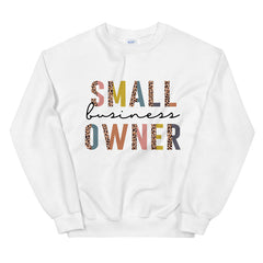 Small Business Owner Leopard Print Crew Sweatshirt