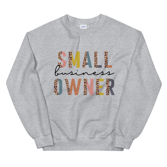 Small Business Owner Leopard Print Crew Sweatshirt