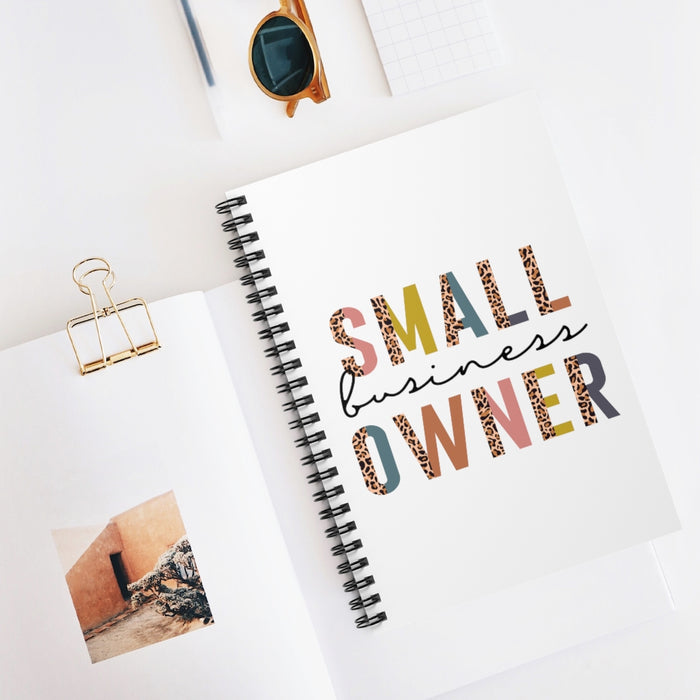 Small Business Owner Leopard Spiral Lined Notebook