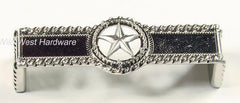 Star Drawer Pull w/ rope edge, Satin Nickel Finish - Wild West Hardware