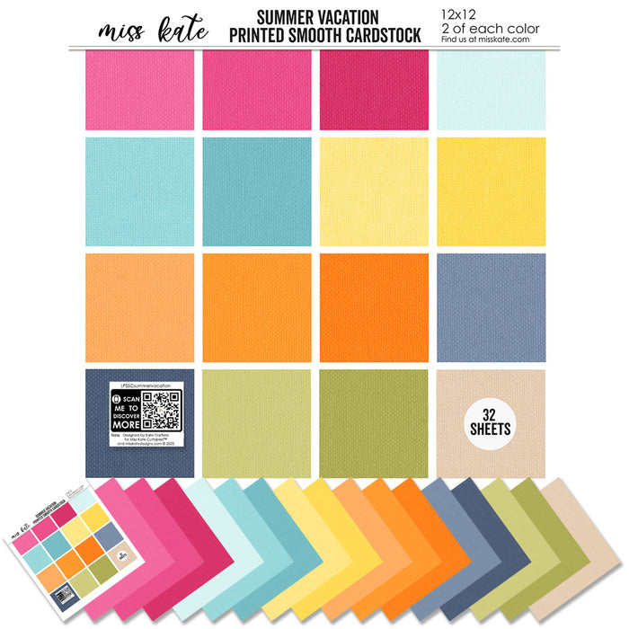 Summer Vacation - Linen-Printed Smooth Cardstock Single-Sided