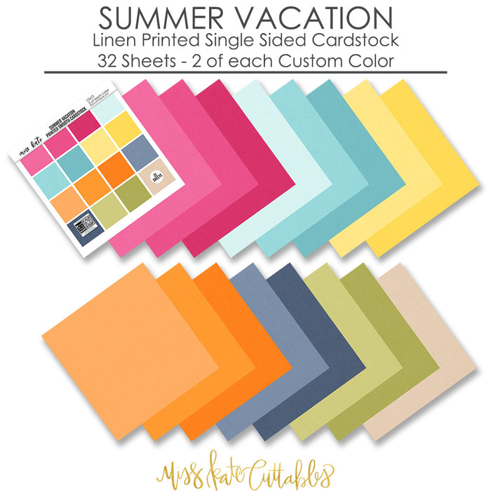 Summer Vacation - Linen-Printed Smooth Cardstock Single-Sided