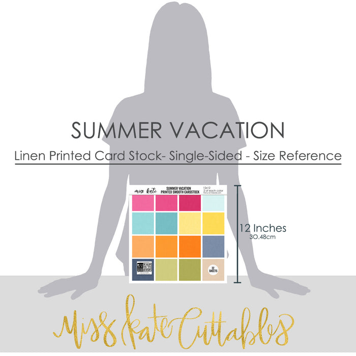 Summer Vacation - Linen-Printed Smooth Cardstock Single-Sided