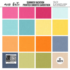 Summer Vacation - Linen-Printed Smooth Cardstock Single-Sided