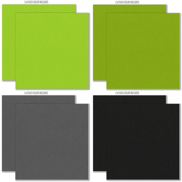 Trick or Treat Cardstock, cardstock paper patterns 9 through 16 preview, showing 12x12 printed smooth cardstock for scrapbook page bases, photo mats, card making, die cutting, titles, borders, and layered paper projects. Buyer theme: Halloween Printed Smooth Cardstock. Trick or Treat Printed Smooth Cardstock in sixteen coordinating orange, yellow, green, purple, gray, black and white linen-look colors for Halloween paper crafting
