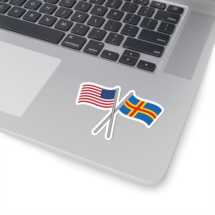 United States And Åland Islands Crossed Flags Sticker