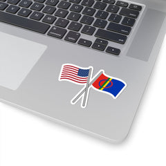 United States And Sami Crossed Flags Sticker